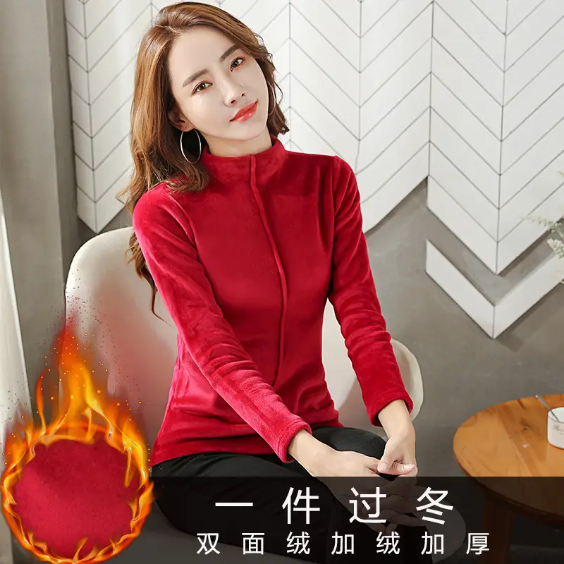 Gold Velvet Turtleneck Women's 2022 Winter Top - Image 9