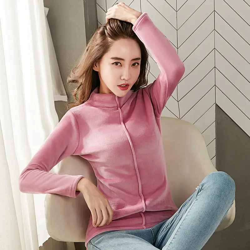 Gold Velvet Turtleneck Women's 2022 Winter Top - Image 7