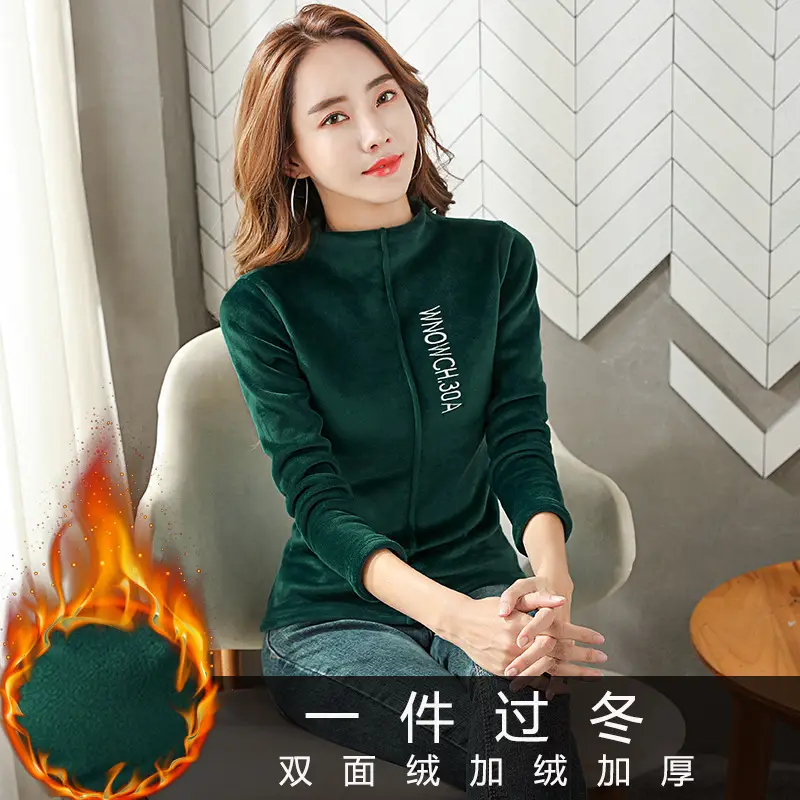 Gold Velvet Turtleneck Women's 2022 Winter Top - Image 8