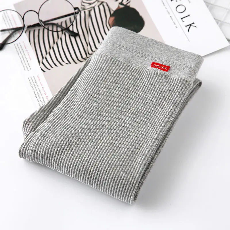 Gray Nine Point Ribbed Leggings Women 2025 - Image 3