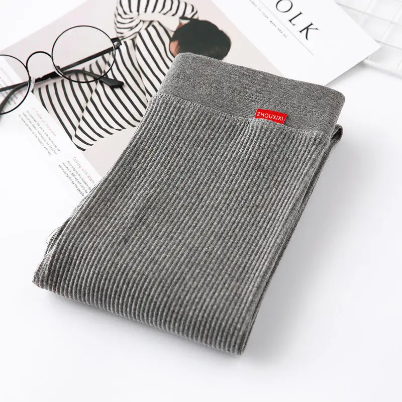 Gray Nine Point Ribbed Leggings Women 2025 - Image 4