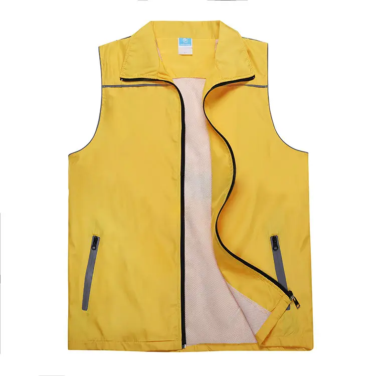 Outdoor Reflective Work Vest Orange with Zipper Closure - Image 3