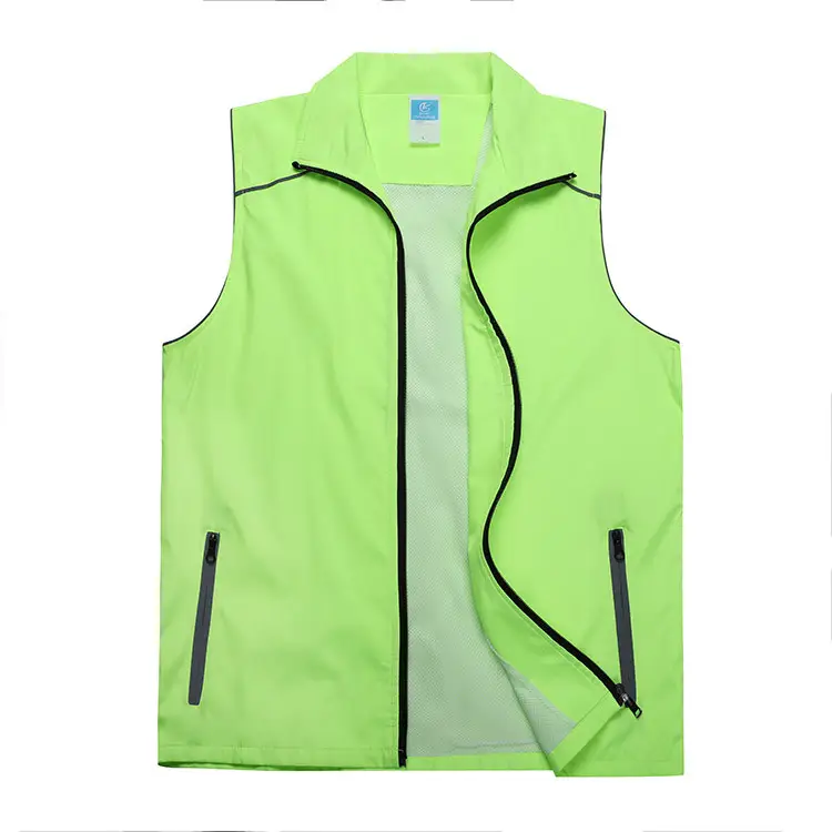 Outdoor Reflective Work Vest Orange with Zipper Closure - Image 6
