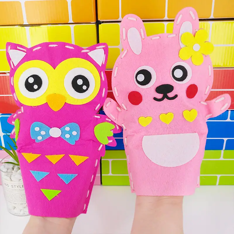 Pink Pig Puppet Toy for Kids Non-Woven DIY