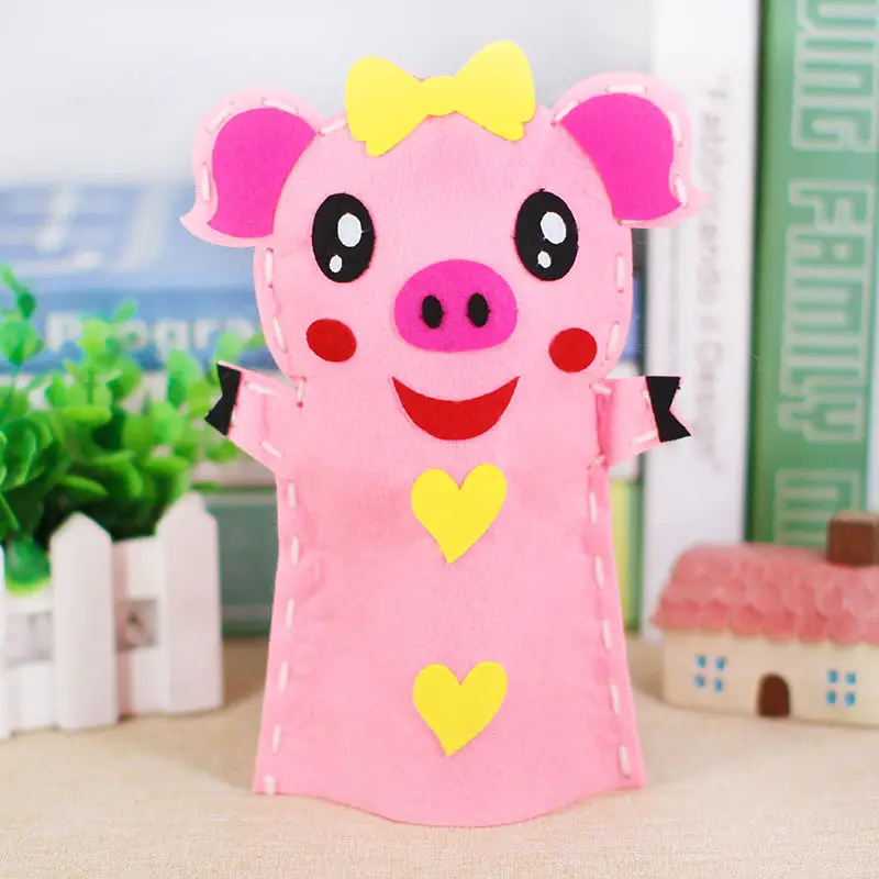 Pink Pig Puppet Toy for Kids Non-Woven DIY