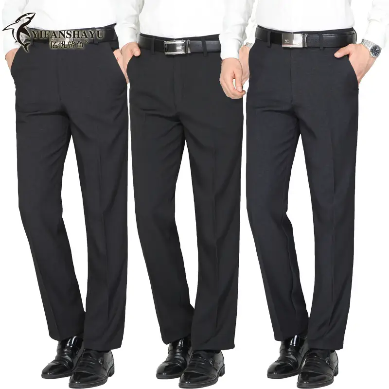 Men's Black Straight Waist Casual Pants Wholesale - Image 4