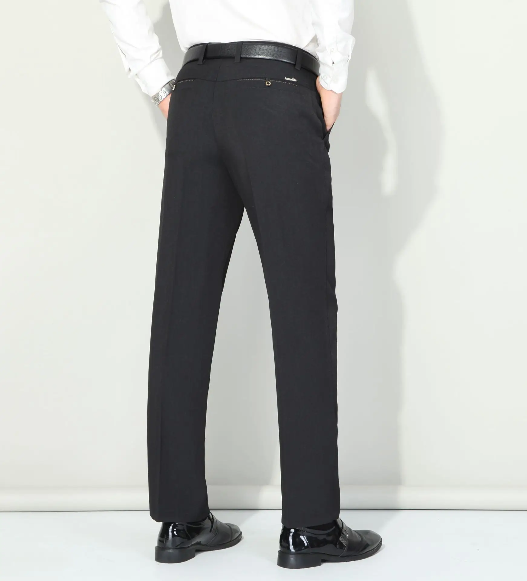 Men's Black Straight Waist Casual Pants Wholesale - Image 8