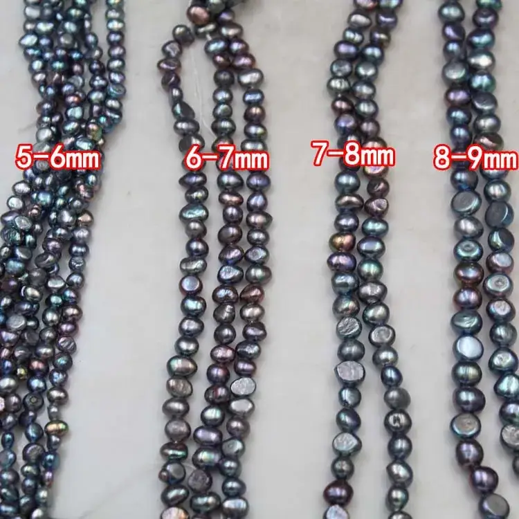 4-9 Baroque Irregular Pearl Beads Magic Peacock Green Black - Image 4