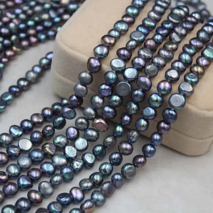 4-9 Baroque Irregular Pearl Beads Magic Peacock Green Black - Image 5