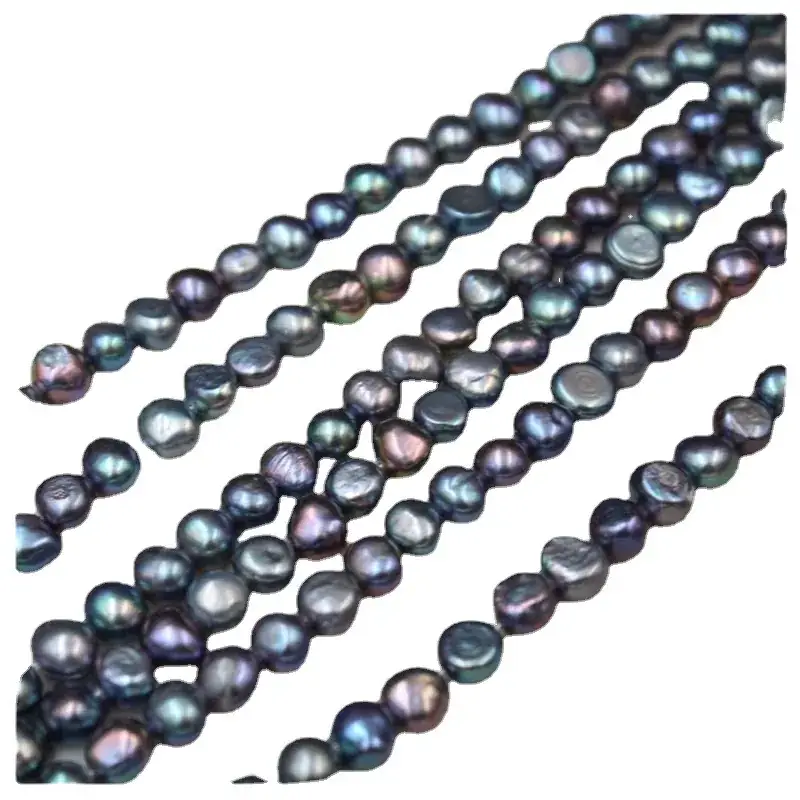 4-9 Baroque Irregular Pearl Beads Magic Peacock Green Black - Image 6