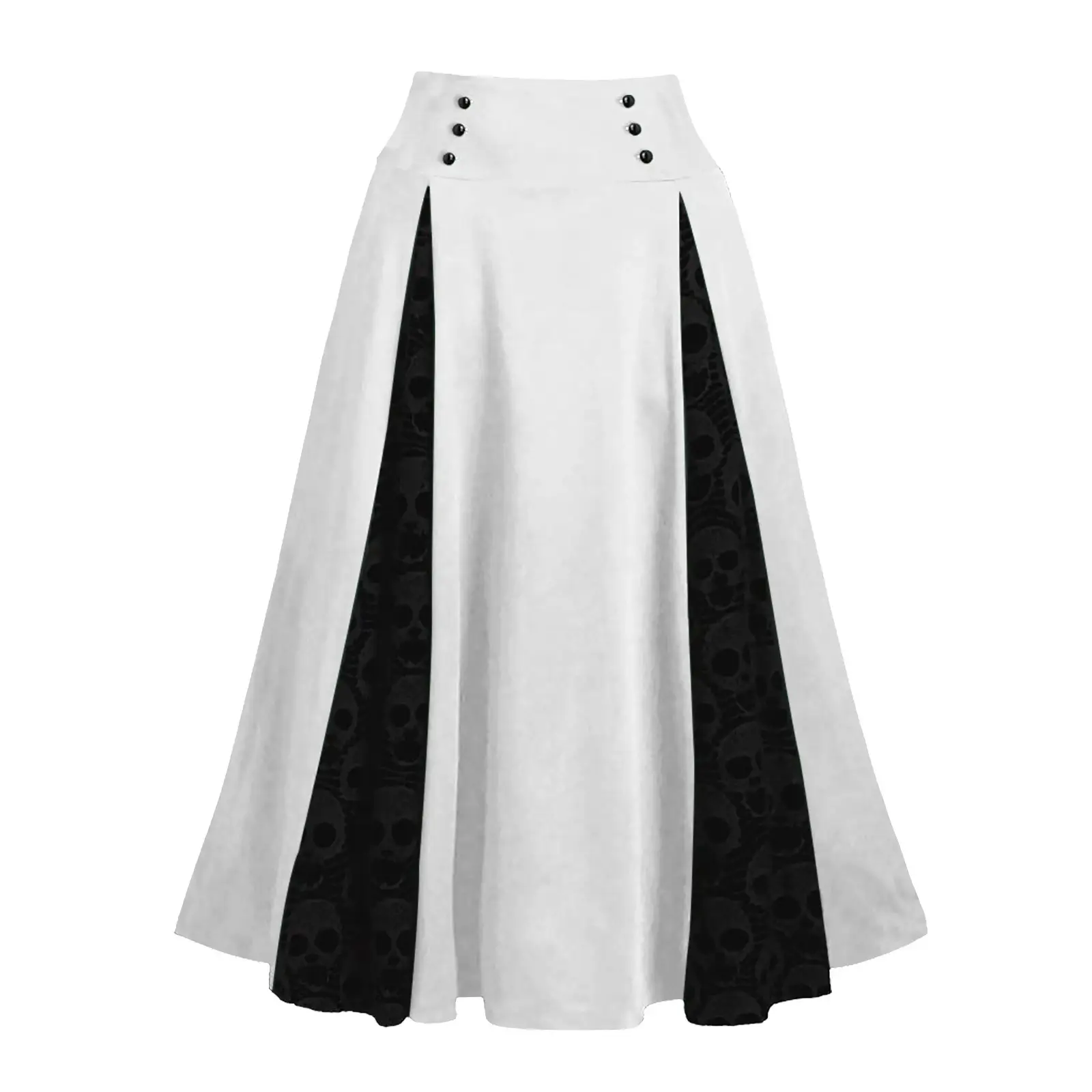 High-waisted Lace-up Mid-skirt with Red Embroidery - Image 7