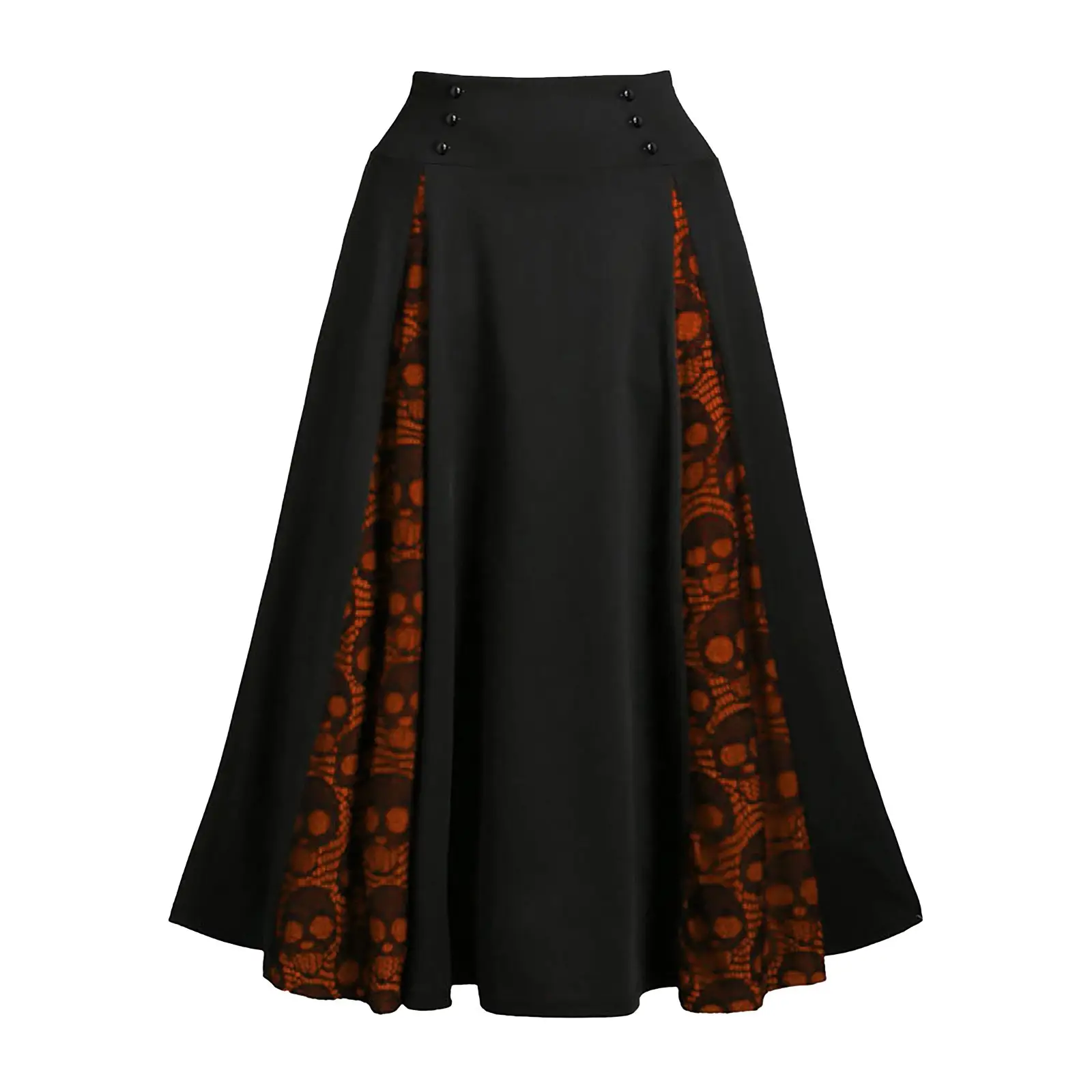 High-waisted Lace-up Mid-skirt with Red Embroidery - Image 9