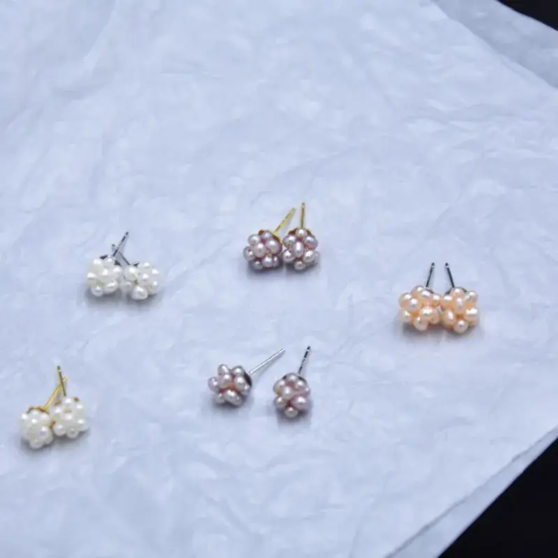 Women's Gold Natural Pearl Flower Earrings - Image 2