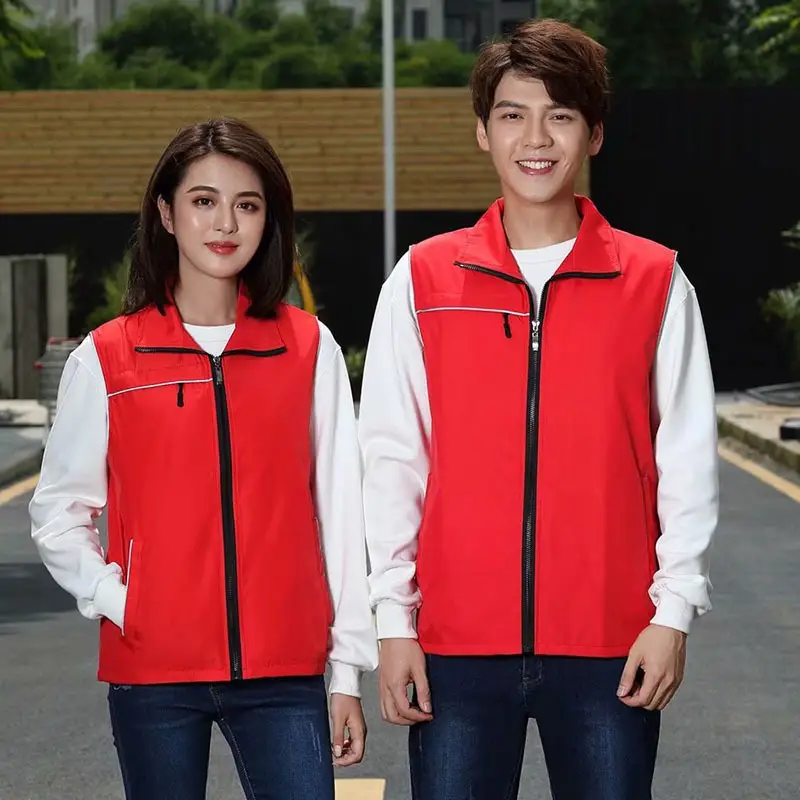 Blue Fleece Advertising Vest with Logo Embroidery - Image 3