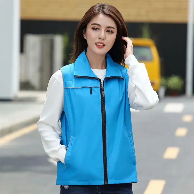 Blue Fleece Advertising Vest with Logo Embroidery - Image 4