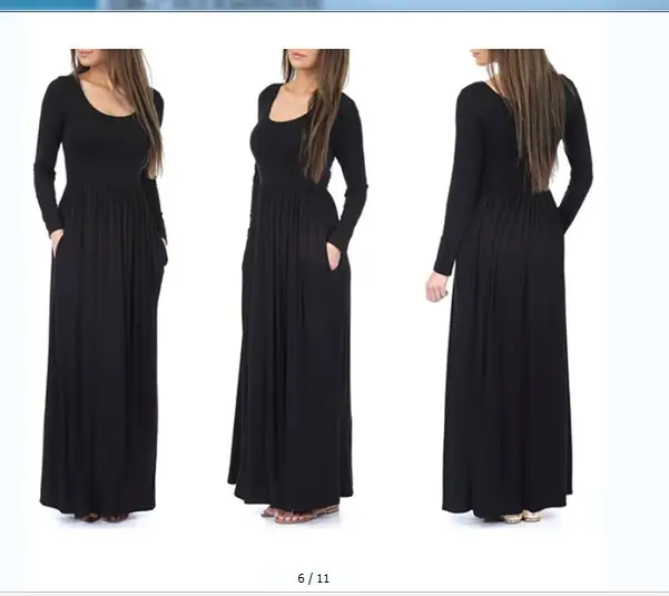 Maroon Long Sleeve Round Neck Dress for Women - Image 10
