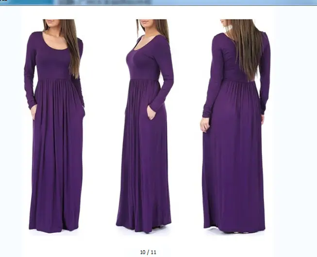 Maroon Long Sleeve Round Neck Dress for Women - Image 4