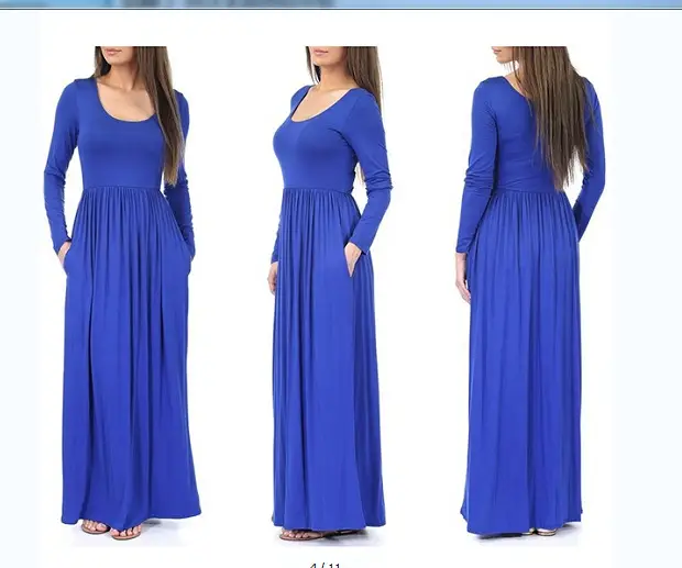 Maroon Long Sleeve Round Neck Dress for Women - Image 6