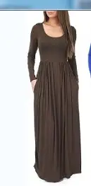 Maroon Long Sleeve Round Neck Dress for Women - Image 7