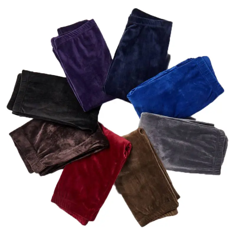Women Fleece Leggings Solid Color Slim Fit High Waist