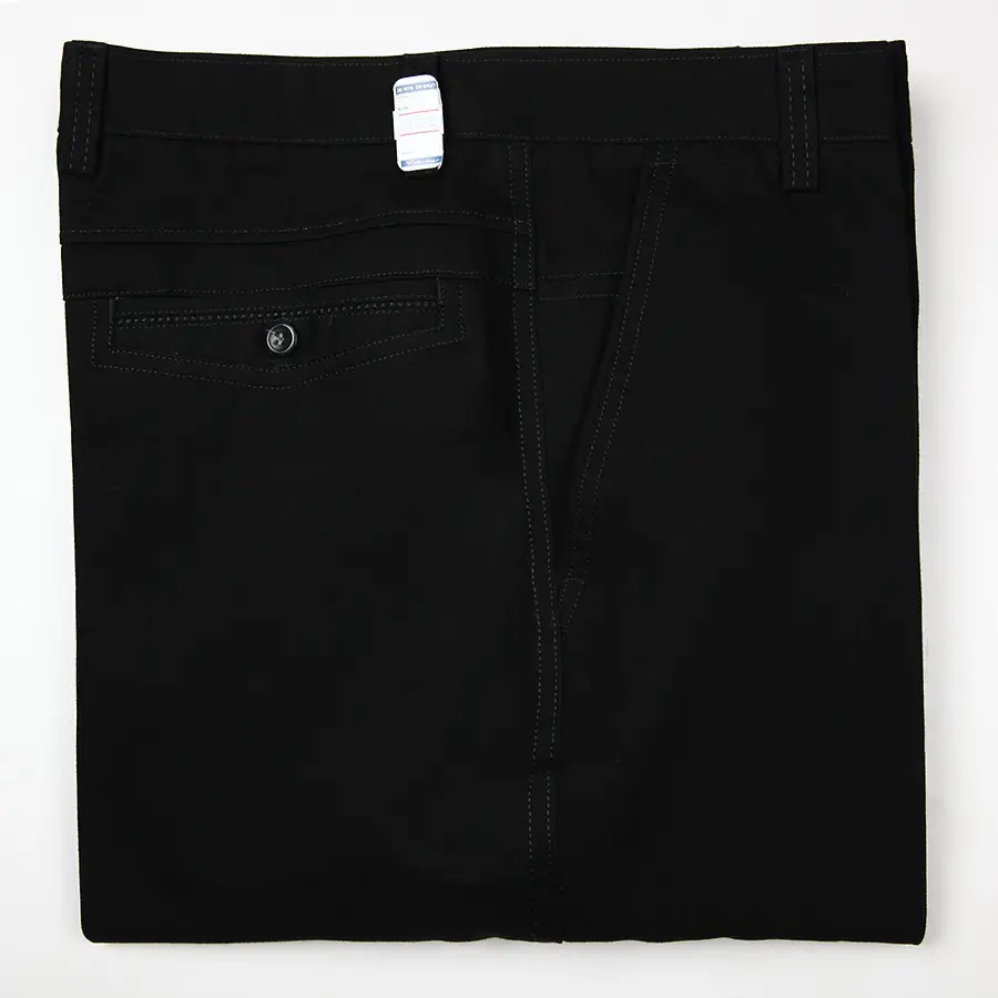 Men's Black Cotton Straight Pants Middle Waist Thick - Image 13
