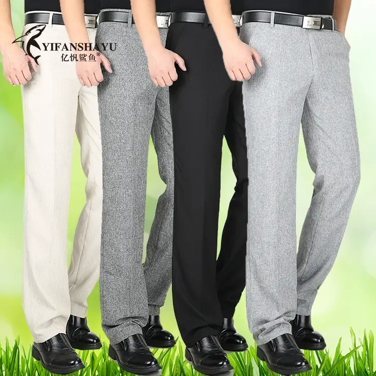 Summer Thin Casual Trousers for Men Black Grey White
