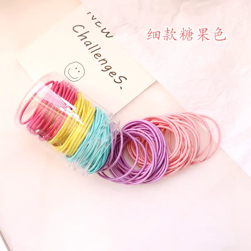 100 Pcs Colorful Rubber Hair Bands for Women - Image 2