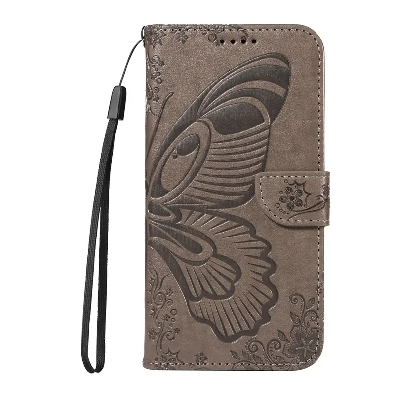 Pink Embossed Leather Phone Case with Butterfly Design - Image 2