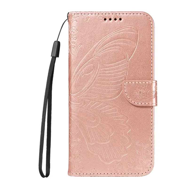 Pink Embossed Leather Phone Case with Butterfly Design - Image 5