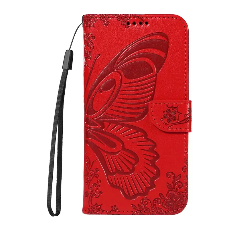 Pink Embossed Leather Phone Case with Butterfly Design - Image 6
