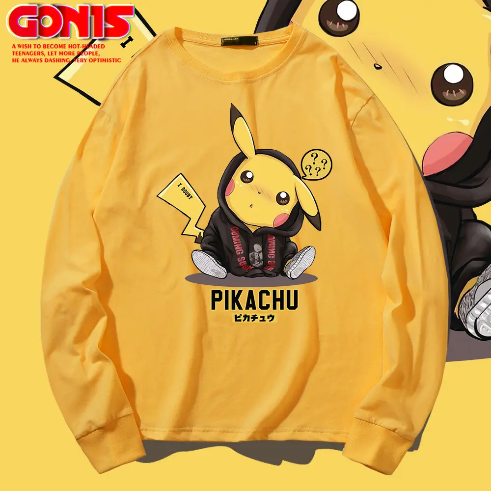 Pikachu Long Sleeve T-Shirt White Pure Cotton Teen Wear