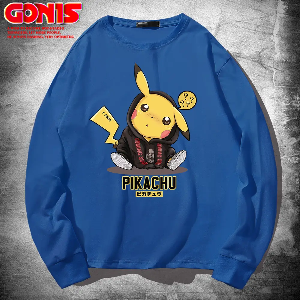 Pikachu Long Sleeve T-Shirt White Pure Cotton Teen Wear