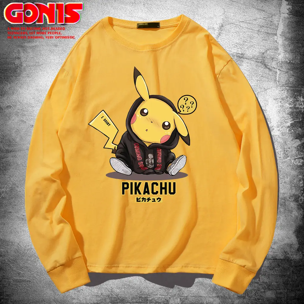 Pikachu Long Sleeve T-Shirt White Pure Cotton Teen Wear