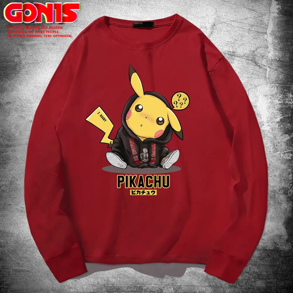 Pikachu Long Sleeve T-Shirt White Pure Cotton Teen Wear