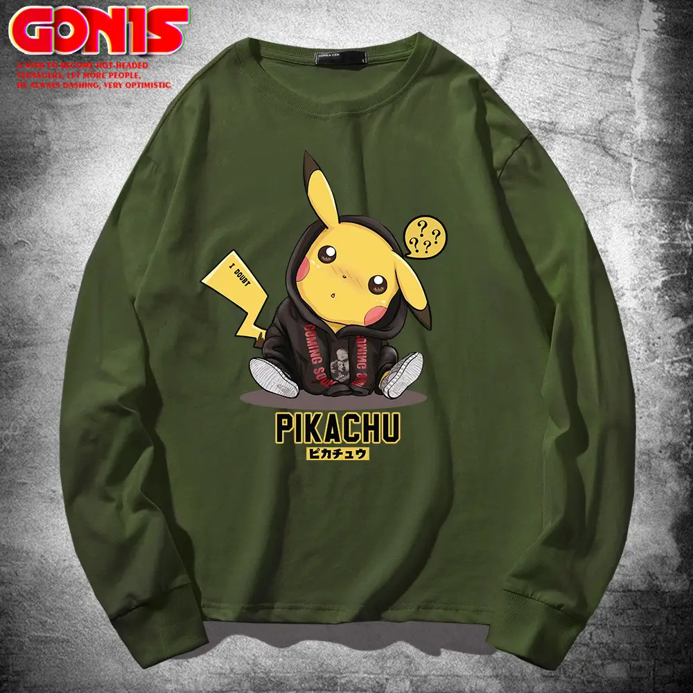 Pikachu Long Sleeve T-Shirt White Pure Cotton Teen Wear