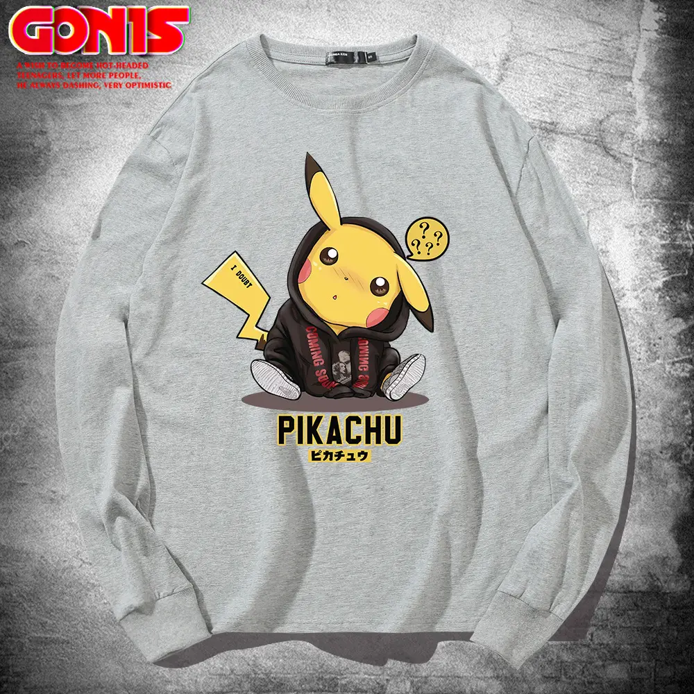 Pikachu Long Sleeve T-Shirt White Pure Cotton Teen Wear