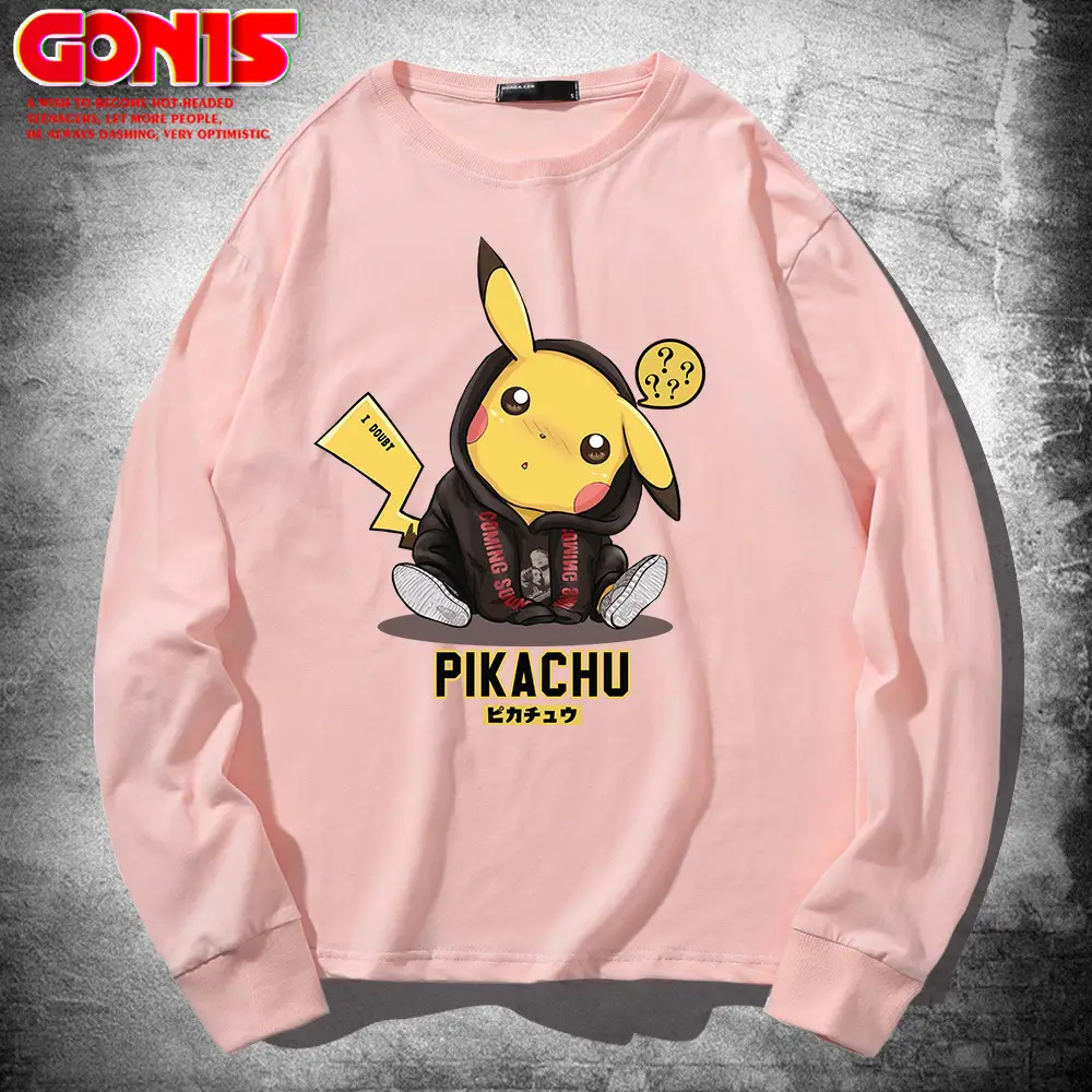 Pikachu Long Sleeve T-Shirt White Pure Cotton Teen Wear