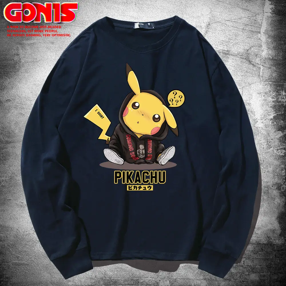 Pikachu Long Sleeve T-Shirt White Pure Cotton Teen Wear