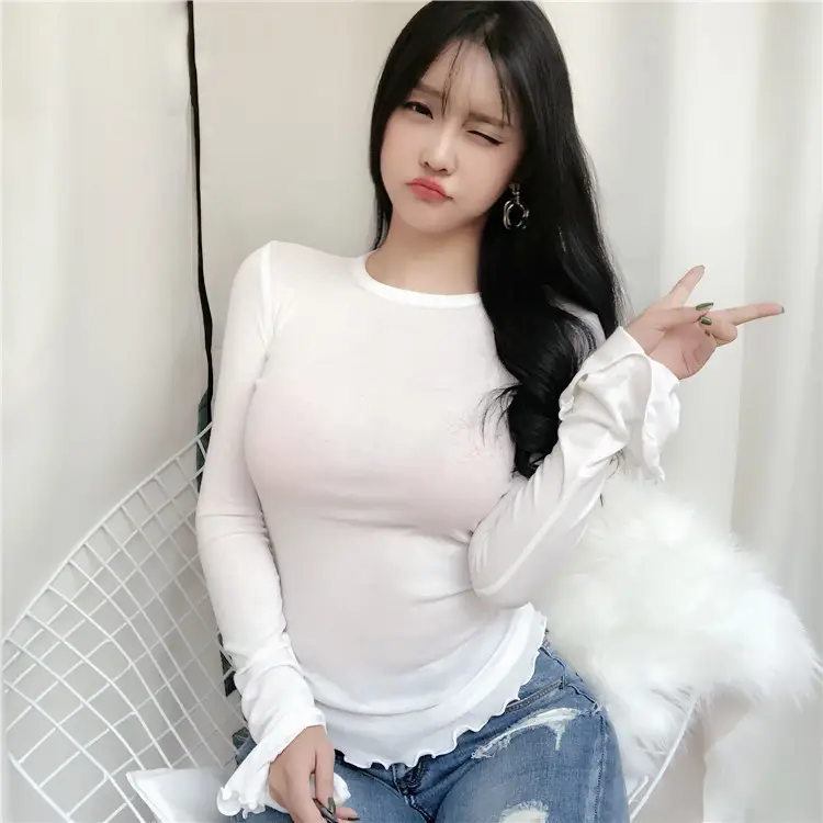 Women's Grey Slim Fit Long Sleeve T-Shirt — feature 15