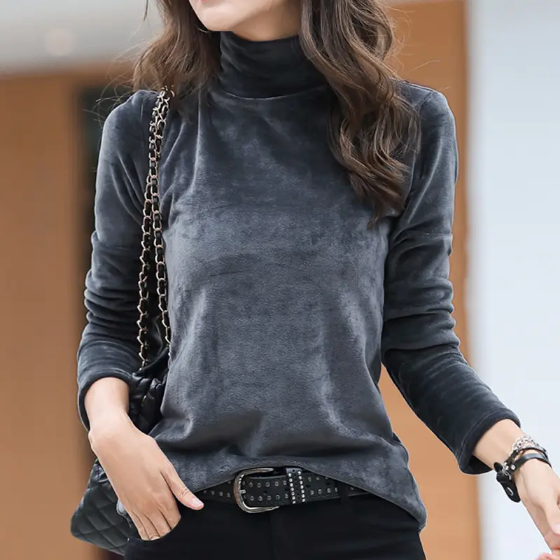 Gold Velvet Long Sleeve High Collar Women's Jacket - Image 5