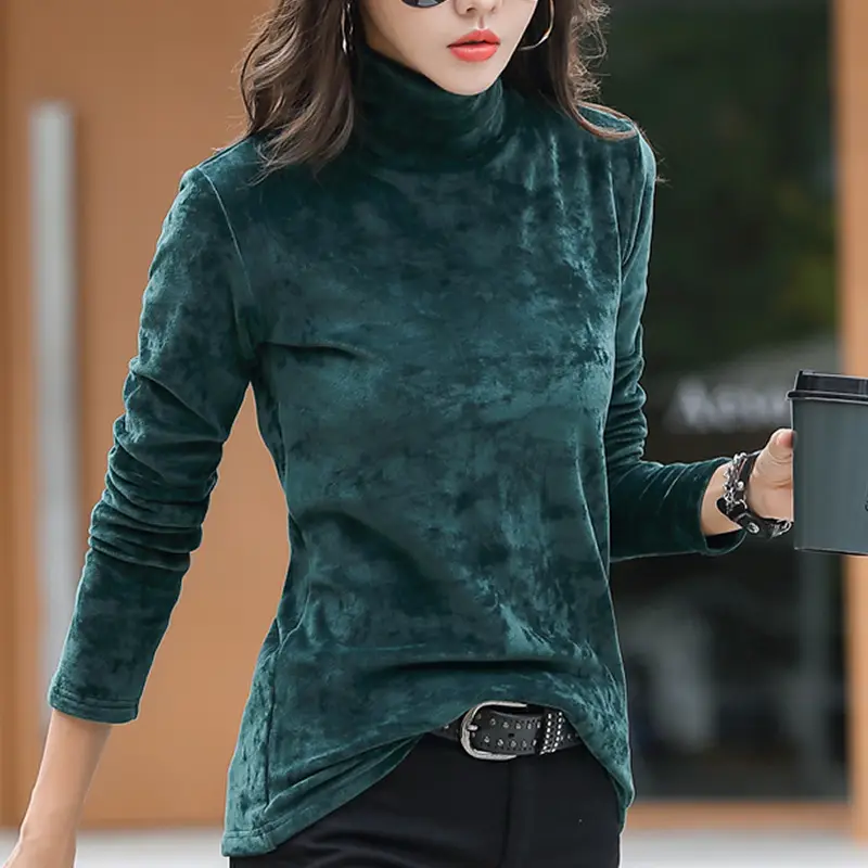 Gold Velvet Long Sleeve High Collar Women's Jacket - Image 6