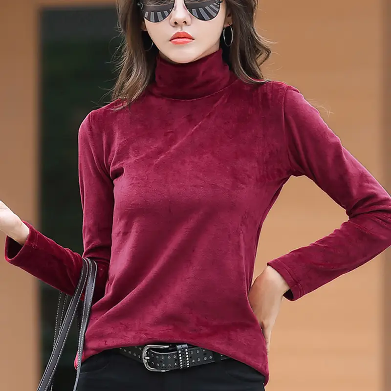 Gold Velvet Long Sleeve High Collar Women's Jacket - Image 7
