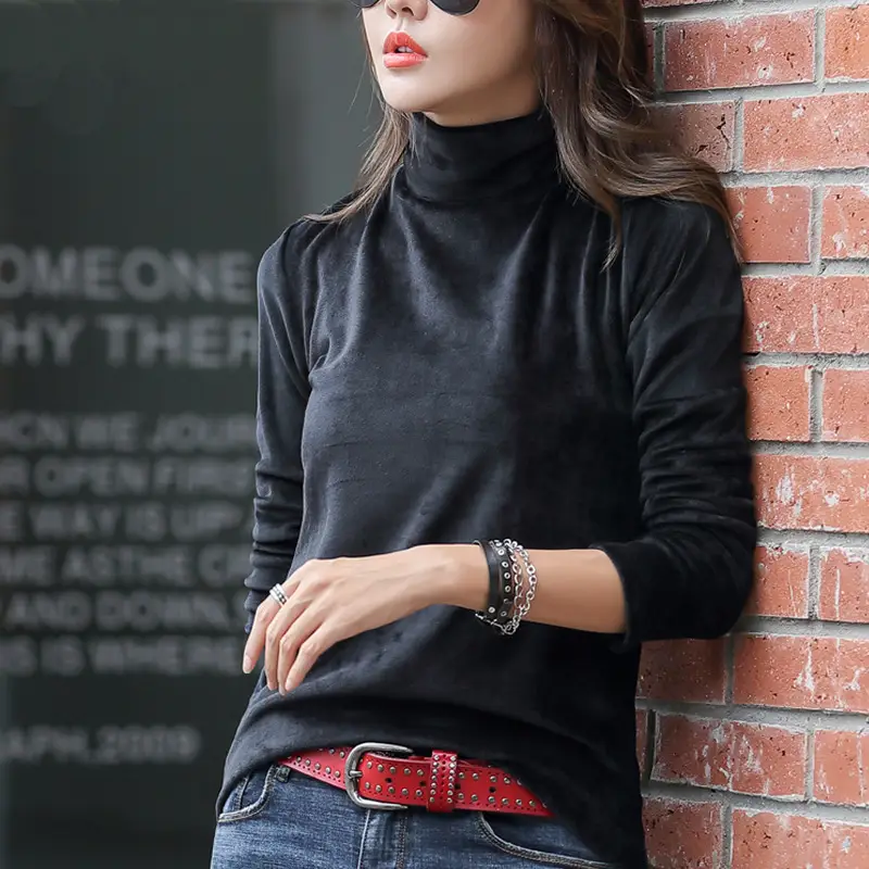Gold Velvet Long Sleeve High Collar Women's Jacket - Image 8