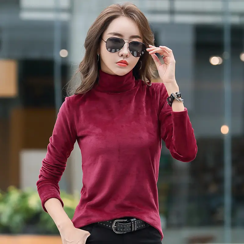 Gold Velvet Long Sleeve High Collar Women's Jacket - Image 4