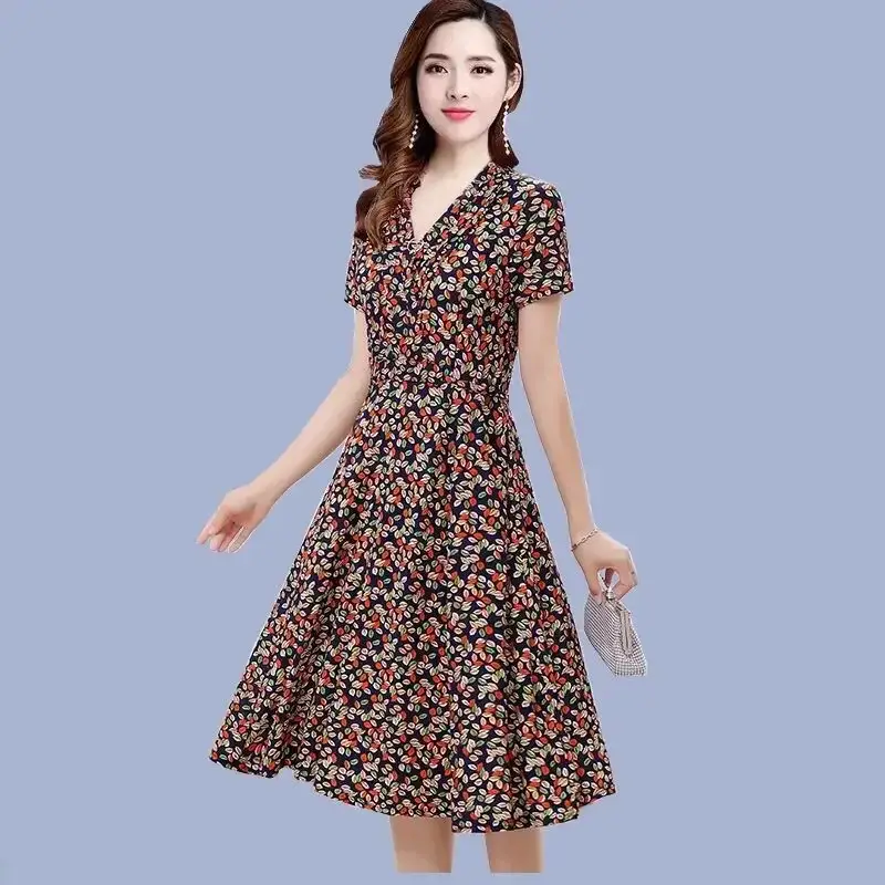 Women Floral Mid-Length Dress Summer 2021 - Image 7