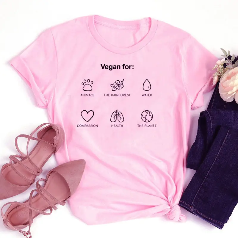 Vegan T-Shirt for Men Women Green Letter Print - Image 4