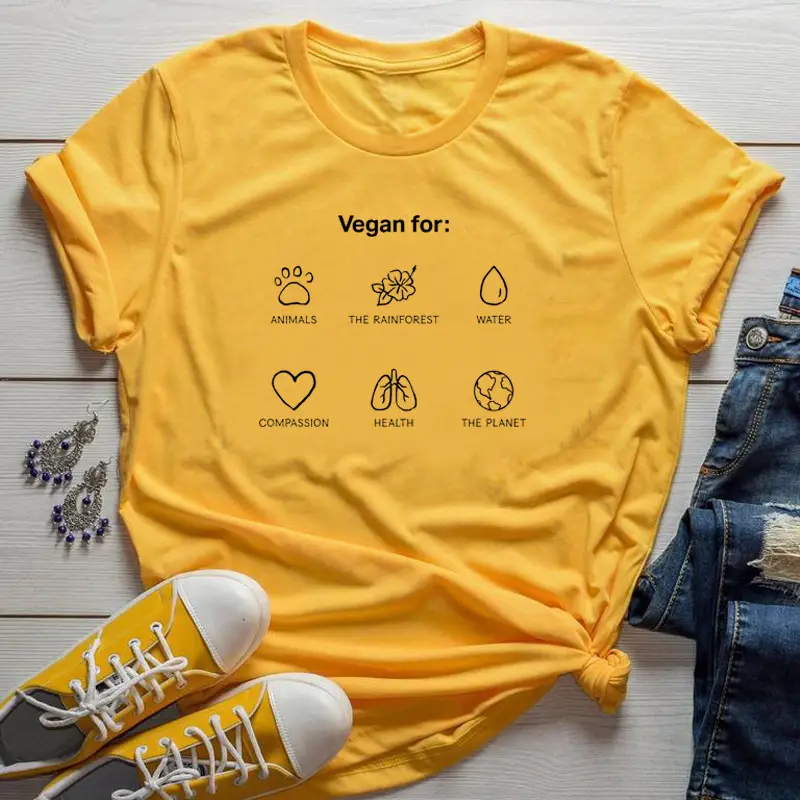 Vegan T-Shirt for Men Women Green Letter Print - Image 5