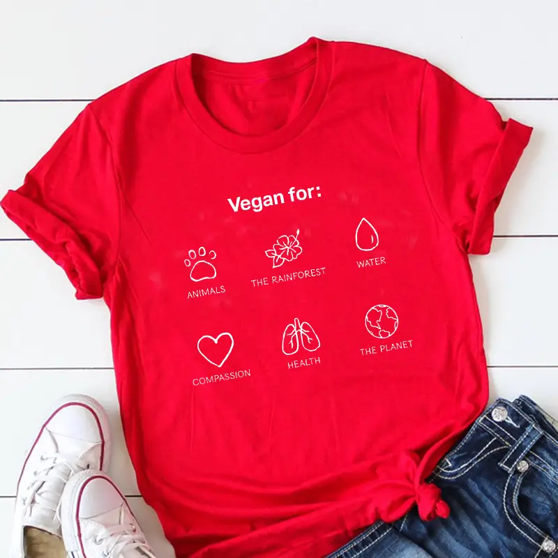 Vegan T-Shirt for Men Women Green Letter Print - Image 6