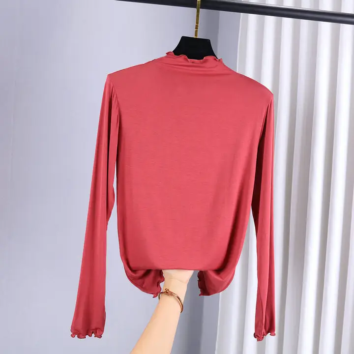 Women's Long Sleeve Collar T-Shirt Green Black - Image 15