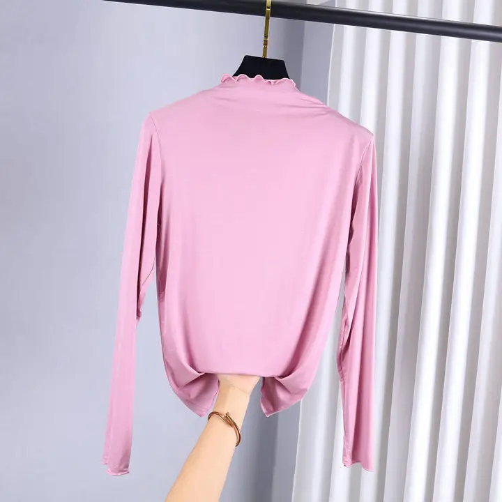 Women's Long Sleeve Collar T-Shirt Green Black - Image 16